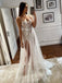 Spaghetti Straps Tulle See-through Side Slit A-line Wedding Dresses Online, WDY0262