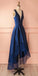 A line Bridesmaid Dresses, Blue PLong Prom Dresses With Layered Sleeveless Deep V-Neck ,PDY0275
