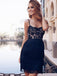 Sexy Sheath Spaghetti Straps Black Lace Homecoming Dress,Short Prom Dresses,BDY0342
