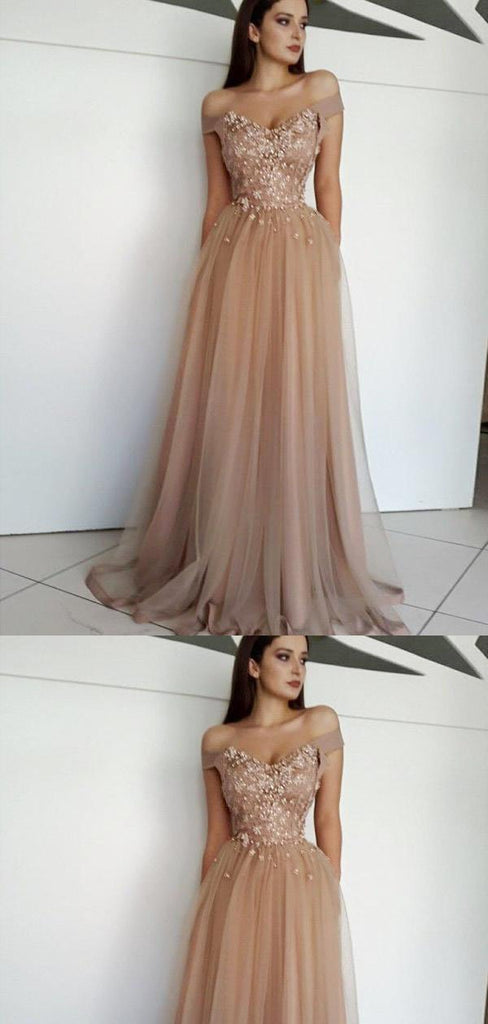 A-Line Off-The-Shoulder Long Prom Evening Dress ,Cheap Prom Dresses,PDY0539