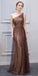 One-Shoulder Brown Sequin Evening Dresses ,Cheap Prom Dresses,PDY0578