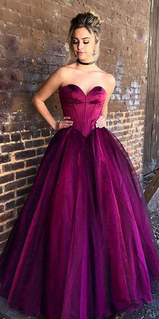 Sweetheart Floor-length Purple Tulle Evening Dresses ,Cheap Prom Dresses,PDY0586
