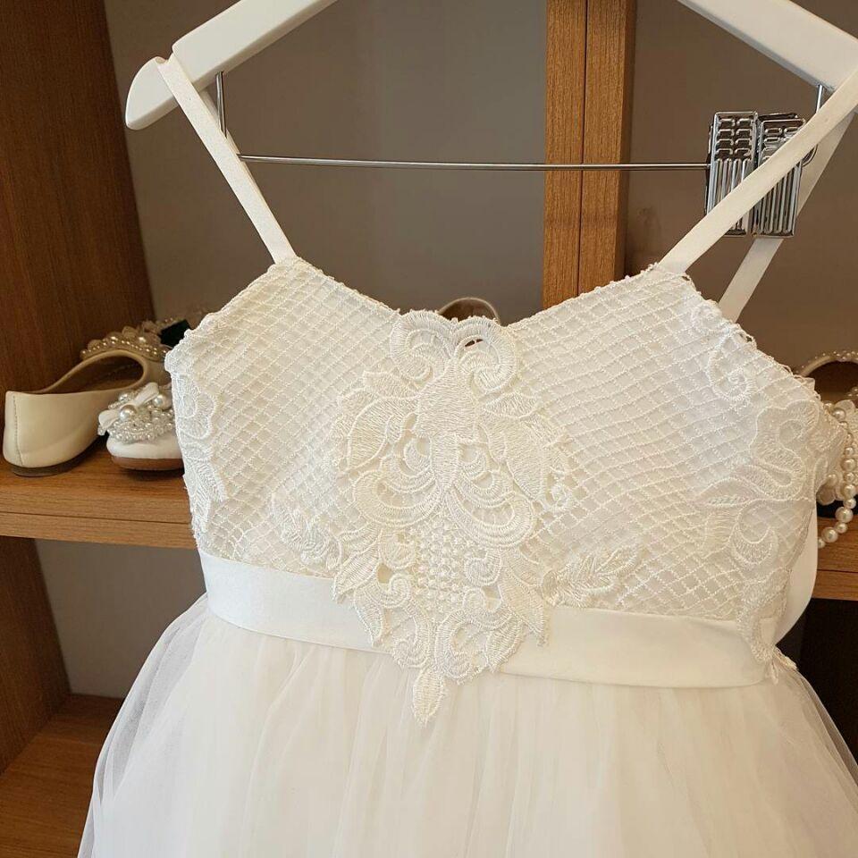 A-line Strapless, Straps White Tulle Flower Girl Dresses,Cheap Flower Girl Dresses ,FGY0249