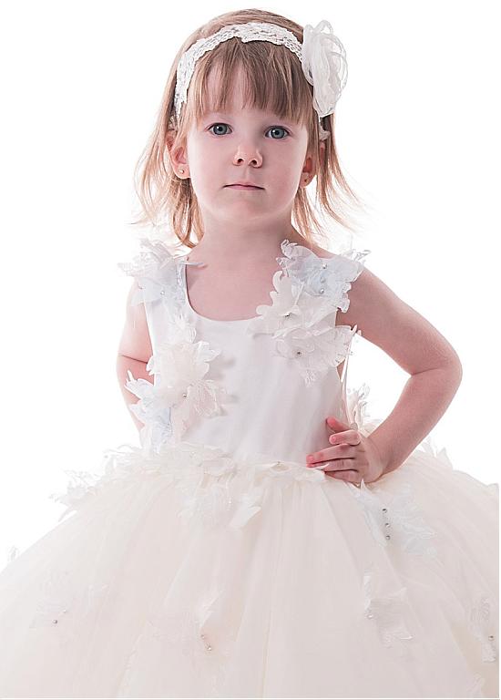 Cute Beaded White Tulle Flower Girl Dresses With Handmade Flowers ,Cheap Flower Girl Dresses ,FGY0169