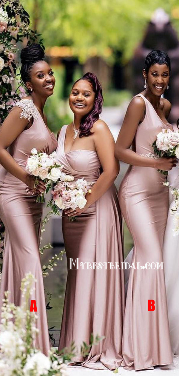 Popular Mismatched Mermaid One-shoulder Long Bridesmaid Dresses, BDS01 mybestbridal Popular Mismatched Mermaid One-shoulder Long Bridesmaid Dresses, BDS01 mybestbridal
