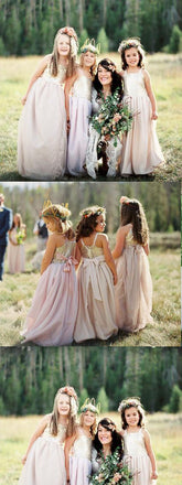 Gold Sequin Spaghetti Straps Blush Pink Tulle Flower Girl Dresses ,Cheap Toddler Flower Girl Dresses,FGY0210