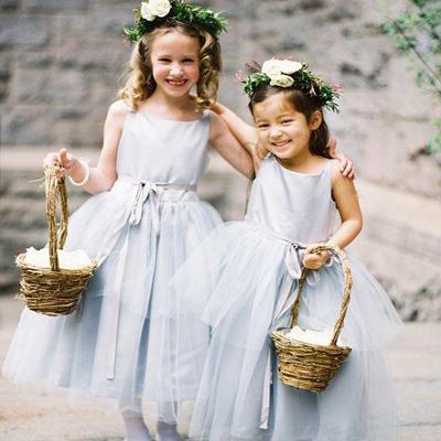 Ankle Length Sliver Tulle Flower Girl Dresses ,Cheap Toddler Flower Girl Dresses,FGY0209