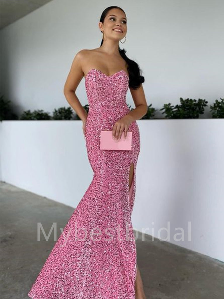 Elegant Sweetheart Sleeveless Side slit Mermaid Prom Dresses , PDS0340