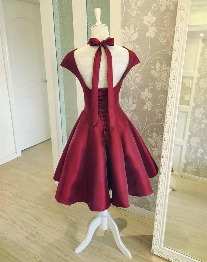 Sexy Backless Cap Sleeves Short Red Homecoming Dresses Online, BDY0334