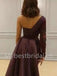 Elegant One shoulder Side slit A-line Prom Dresses, PDS0546