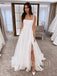 Simple Square neckline A-line Side slit Wedding Dresses,  WDY0202