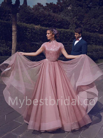 Elegant Strapless Cap sleeves A-line Prom Dresses,PDS0526