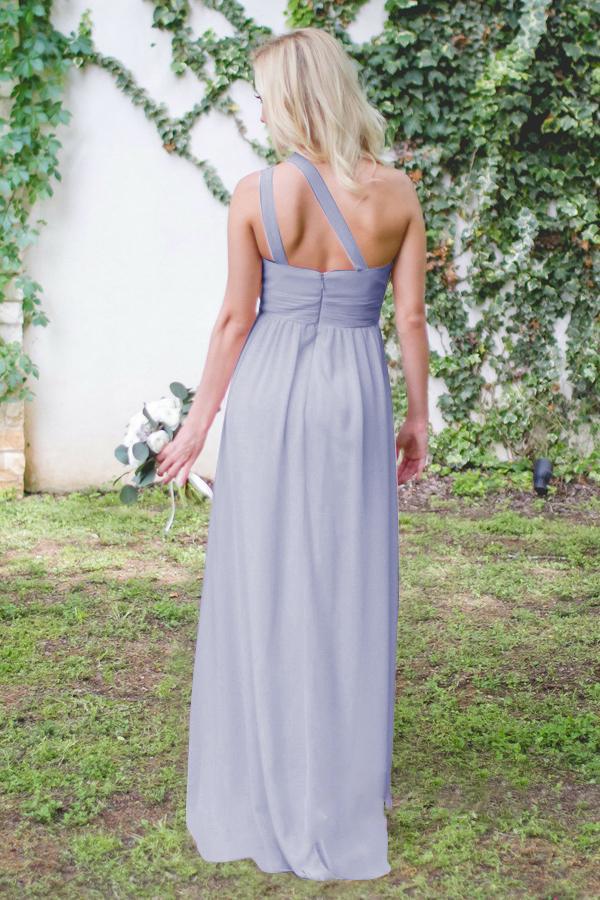 One Shoulder Chiffon A-Line Floor-Length Bridesmaid Dresses,Bridesmaid Gown ,WGY0148