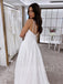 Simple Square neckline A-line Side slit Wedding Dresses,  WDY0202