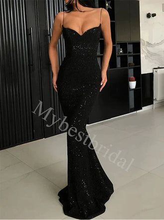 Sexy Sweetheart Sleeveless Spaghetti straps Mermaid Prom Dresses,PDS0803