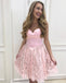 Custom Sweetheart Short Pink Lace Homecoming Dresses 2018,BDY0303