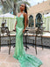 Simple Halter Mermaid Sequin Open Back Long Prom Dresses Online, PDS0164