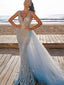 Sparkly V-neck Mermaid Two-piece Tulle Beads Prom Dresses PDS0307