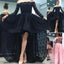 Hi-low Off Shoulder Long Sleeve Lace Prom Dresses, Newest Cheap Prom Dresses, BG0352