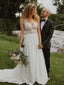 Charming V-neck A-line Chiffon Long Wedding Dresses, WDS0069