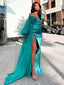 Charming One-shoulder Mermaid Side Slit Long Sleeve Long Prom Dresses, PDS0183