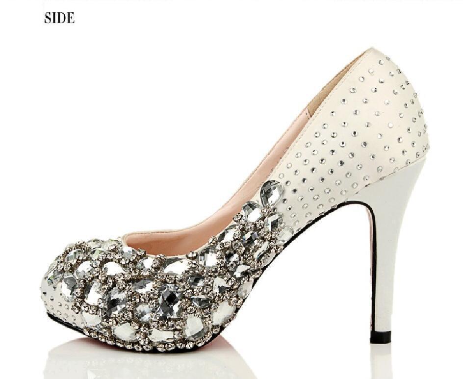 Fashion Handmade Rhinestone High Heels Pointed Toe Crystal Wedding Bridal Shoes, SY0105
