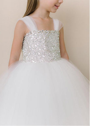 Shinning Spaghetti Straps Rhinestone and Sequin Flower Girl Dresses,Cheap Flower Girl Dresses,FGY0187