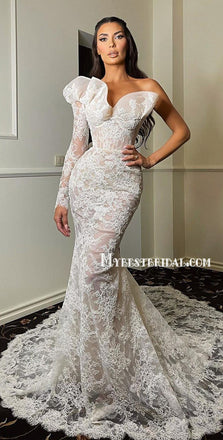 Sexy Sweetheart Lace Mermaid Cheap Beach Wedding Dresses Online, WDY0258