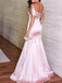 Mermaid Off Shoulder Pink Satin Long Prom Dresses,Cheap Prom Dresses,PDY0526