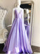 A-line Spaghetti Straps Purple Satin Long Prom Dresses,Cheap Prom Dresses,PDY0508