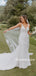 Sexy V-neck Mermaid Lace Open Back Long Wedding Dresses, WDS0070