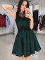 A-Line Round Neck Green Short Lace Homecoming Dress,Short Prom Dresses,BDY0343
