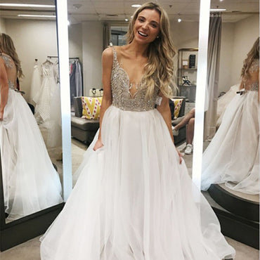 New Style Charming New Fashions White Tulle Evening Dress Elegant Prom Gowns ,PDY0123