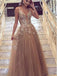 A-line V-neck Lace Evening Dresses ,Cheap Prom Dresses,PDY0606