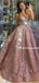 Vintage Sweetheart A-line Tulle Sequin Long Prom Dresses, PDS0240