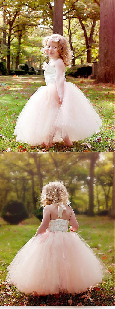 Lovely Pink Tulle Flower Girl Dresses With Handmade Flowers ,Cheap Flower Girl Dresses ,FGY0170