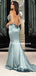 Sexy V-neck Open Back Mermaid Soft Satin Simple Long Prom Dresses, PDS0196