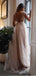 A Line Applique V-back Ivory Tulle Evening Dresses,Cheap Prom Dresses,PDY0568