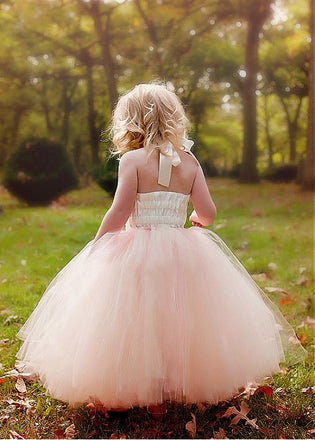 Lovely Pink Tulle Flower Girl Dresses With Handmade Flowers ,Cheap Flower Girl Dresses ,FGY0170
