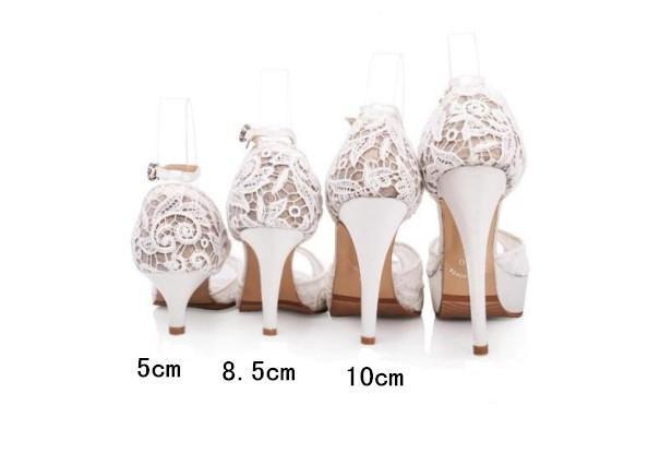 See through Ivory Lace Women's High Heels Fish Toe Wedding Shoes, SY0133