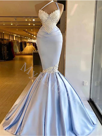 Sexy V-neck One shoulder Mermaid Prom Dresses,PDS0879