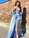 Elegant Sweetheart Off-shoulder Side slit A-line Prom Dresses , PDS0354