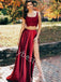 Sexy Sleeveless Side slit Two pieces A-line Prom Dresses,PDS0777