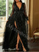 Elegant V-neck Long sleeves Side slit A-line Prom Dresses,PDS0835