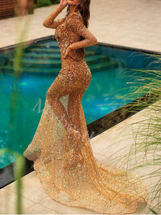 Sexy Sweetheart Long sleeves Mermaid Prom Dresses,PDS0866