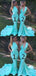 Unique Sexy Mermaid Blue Mismatched Charming Inexpensive Long Wedding Party Dresses , WGY0116
