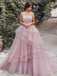 Simple Straight A-line Tulle Charming Ball Gown Long Prom Dresses, PDS0182