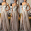 A-line One Shoulder Shinning Side Split Floor-length Tulle Prom Dress Evening Dresses. PDY0205