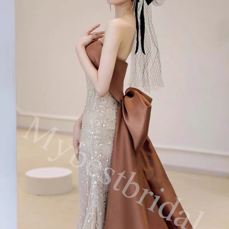 Elegant Strapless Sleeveless Mermaid Long Prom Dress,PDS1033