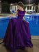 A-line Bateau Long Purple Satin Prom Dresses ,Cheap Prom Dresses,PDY0424